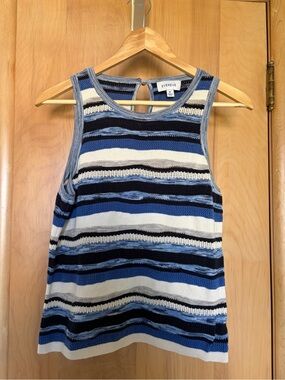 Evereve Blue & White Striped Knit Sweater Tank